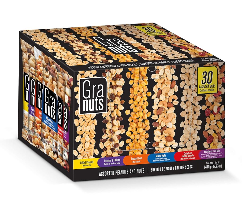 Granuts Assorted Peanuts  Nuts | Includes 6 Different Flavor Options | 30 Inner Packs | 49.73 Oz (Pack of 30)