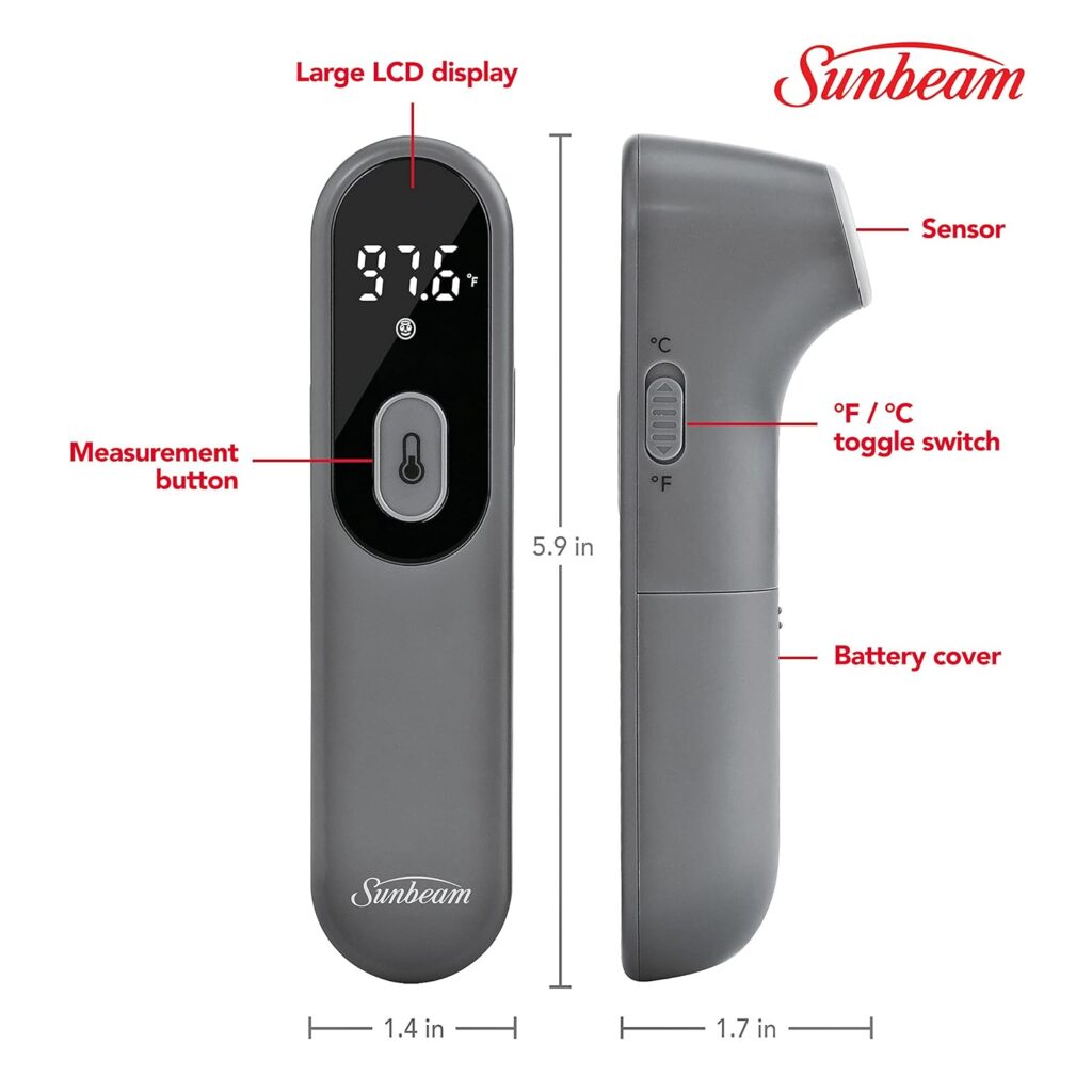 Sunbeam Touchless Body + Object Thermometer  Premium Upper Arm Blood Pressure Monitor