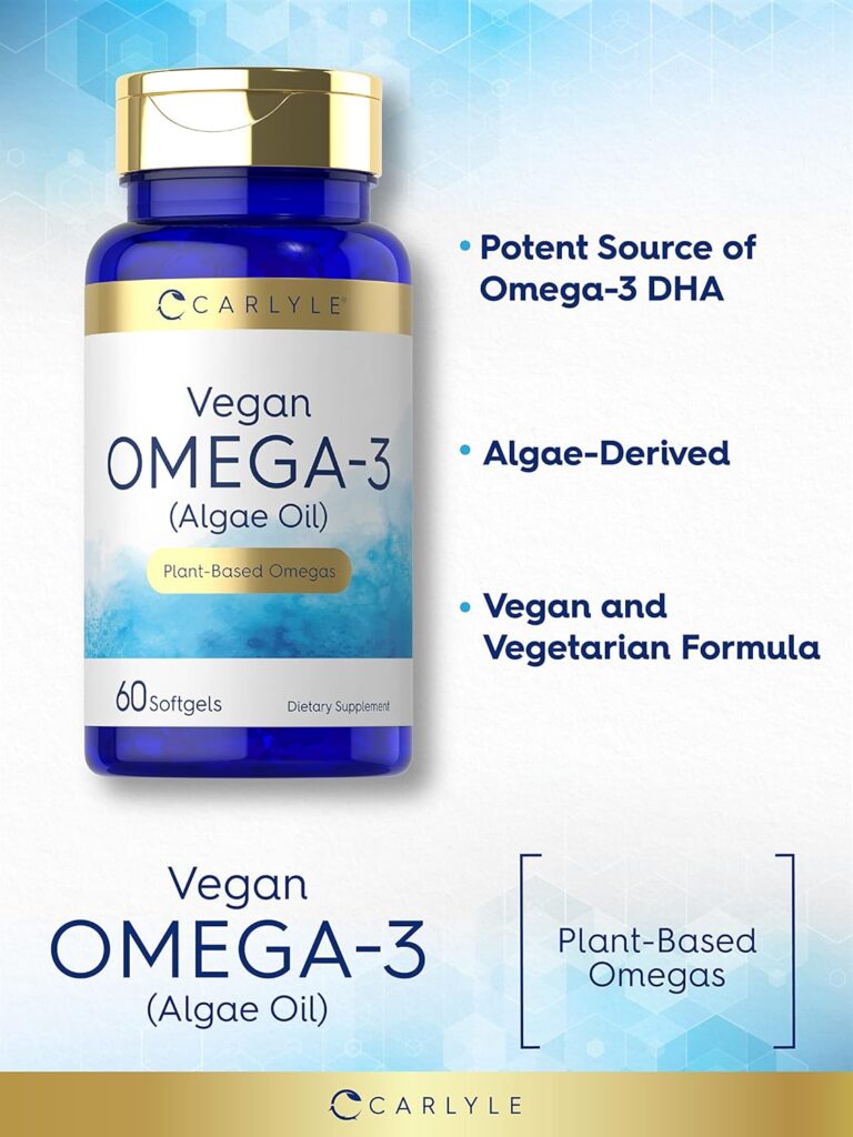 Carlyle Vegan Omega 3 Supplement | 60 Softgels | Plant Based | Non-GMO  Gluten Free | from Algae Oil