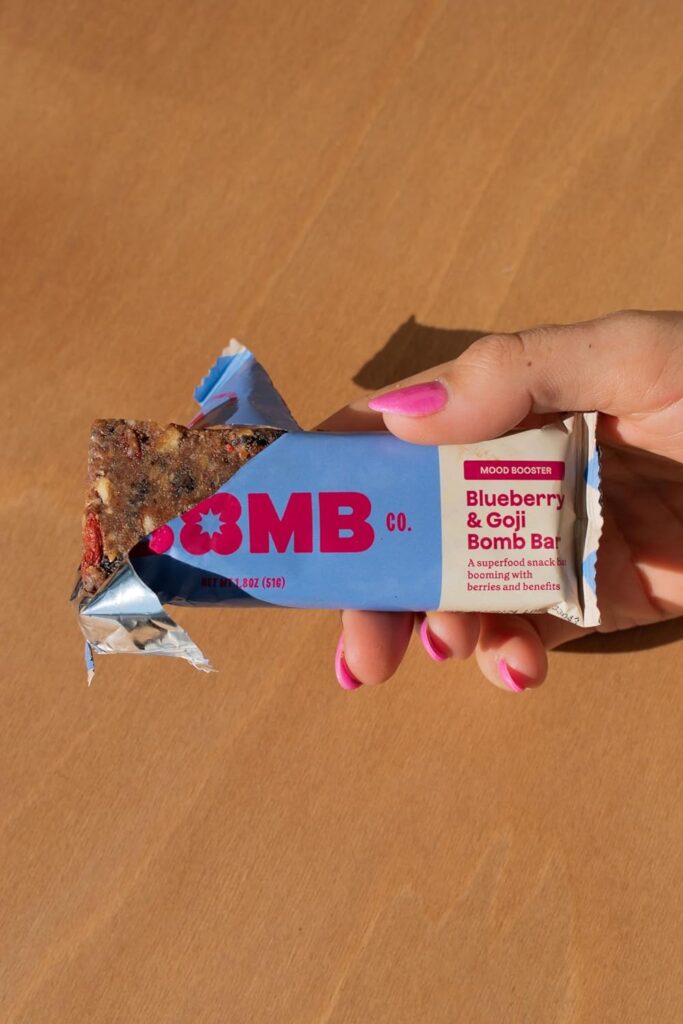 Blender Bombs Bomb Bar: Blueberry  Goji Case (9 Bars), Plant-Based Nutrition Bar