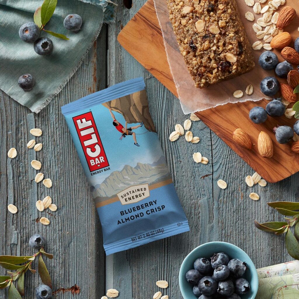 CLIF BAR - Blueberry Almond Crisp - Made with Organic Oats - 11g Protein - Non-GMO - Plant Based - Energy Bars - 2.4 oz. (12 Pack)