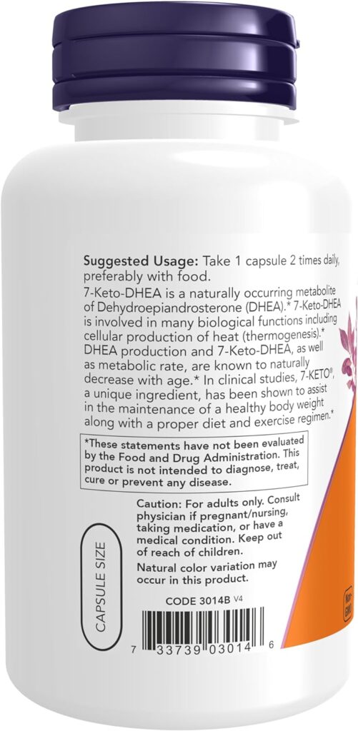 NOW Supplements, 7-Keto (DHEA Acetate-7-one) 100 mg, Weight Management*, 120 Veg Capsules