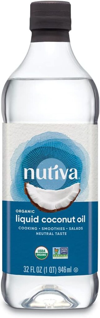 Nutiva Organic Liquid Fractionated Coconut Oil, 32 Ounces - USDA Organic, Non-GMO, Non-BPA, Vegan, Keto, Paleo, Use for Cooking or Moisturizer for Skin, Massage and Hair