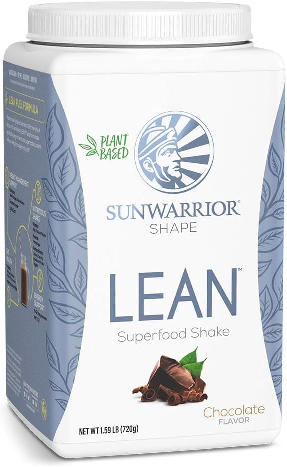 Sunwarrior Vegan Protein Superfood Shake Meal Replacement Organic Protein Supplement | Gluten Free Non-GMO Dairy Free Sugar Free Low Carb Plant Based Protein | Chocolate 20 Servings | Shape Lean