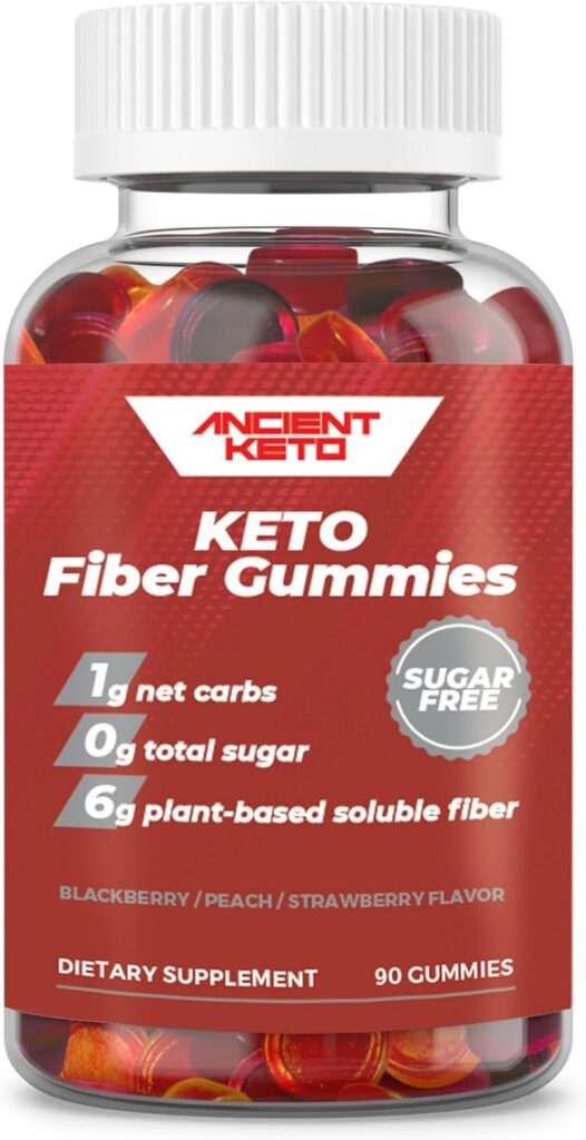 Sugar Free Keto Fiber Gummies for Adults | Keto Vitamin Supplement for Men and Women | High Fiber Plant Based Prebiotics, Soluble Fiber Supplement, Vitamin Gummy for Adults, Tasty Mixed Fruit 90 ct