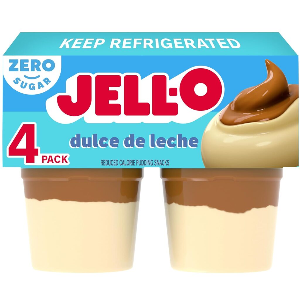 Jell-O Dulce de Leche Sugar Free Refrigerated Pudding Cups Snack (4 ct Cups)