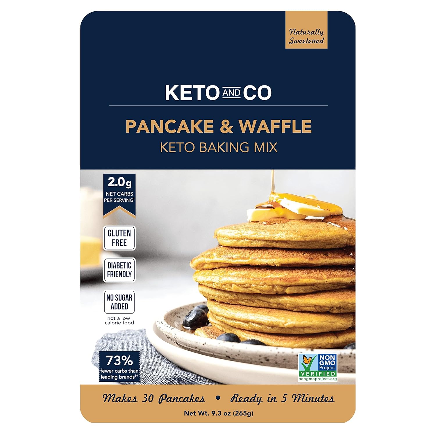 Keto Pancake  Waffle Mix by Keto and Co | Fluffy, Gluten Free, Low Carb Pancakes | 2.0g Net Carbs per Serving | No Sugar Added | Diabetic  Keto Friendly | Makes 30 Pancakes