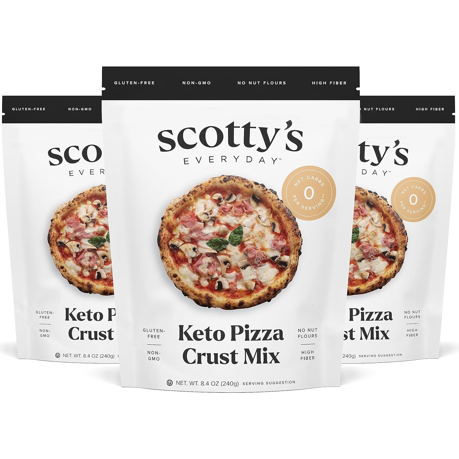 Keto Pizza Crust Zero Carb Mix - Keto and Gluten Free Pizza Baking Mix, Vegan - 0g Net Carbs Per Slice - No Erythritol, Easy to Make - No Nut Flours - No Sugar Alcohols - Makes 1 Pizza (8.4oz Mix)