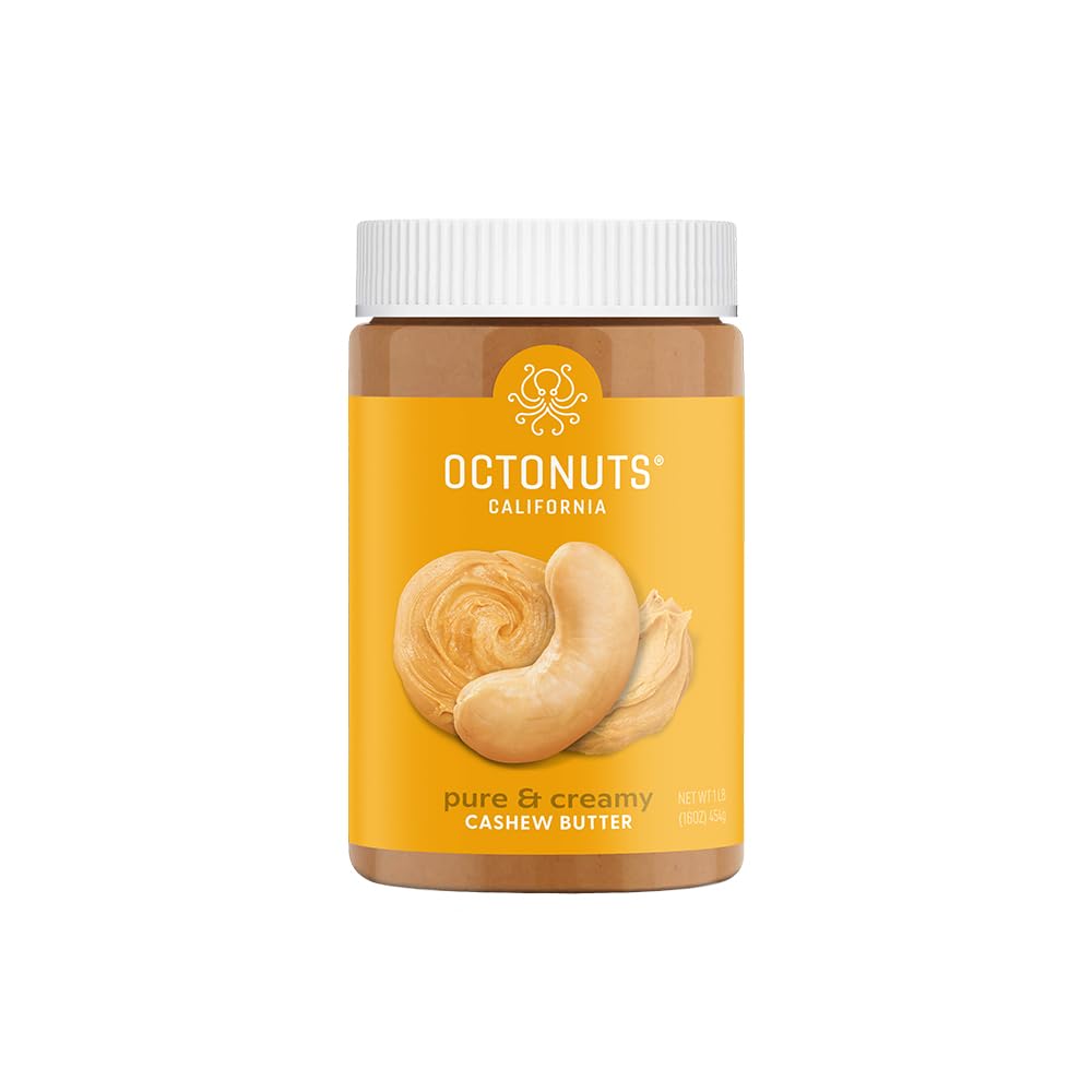 Octonuts Dry Roasted Pure Cashew 16oz Nut Butter 16oz - Pure Creamy Nut Butter - Gluten Free, Vegan, Kosher, Paleo, Non-GMO Nut Butters Single Ingredient