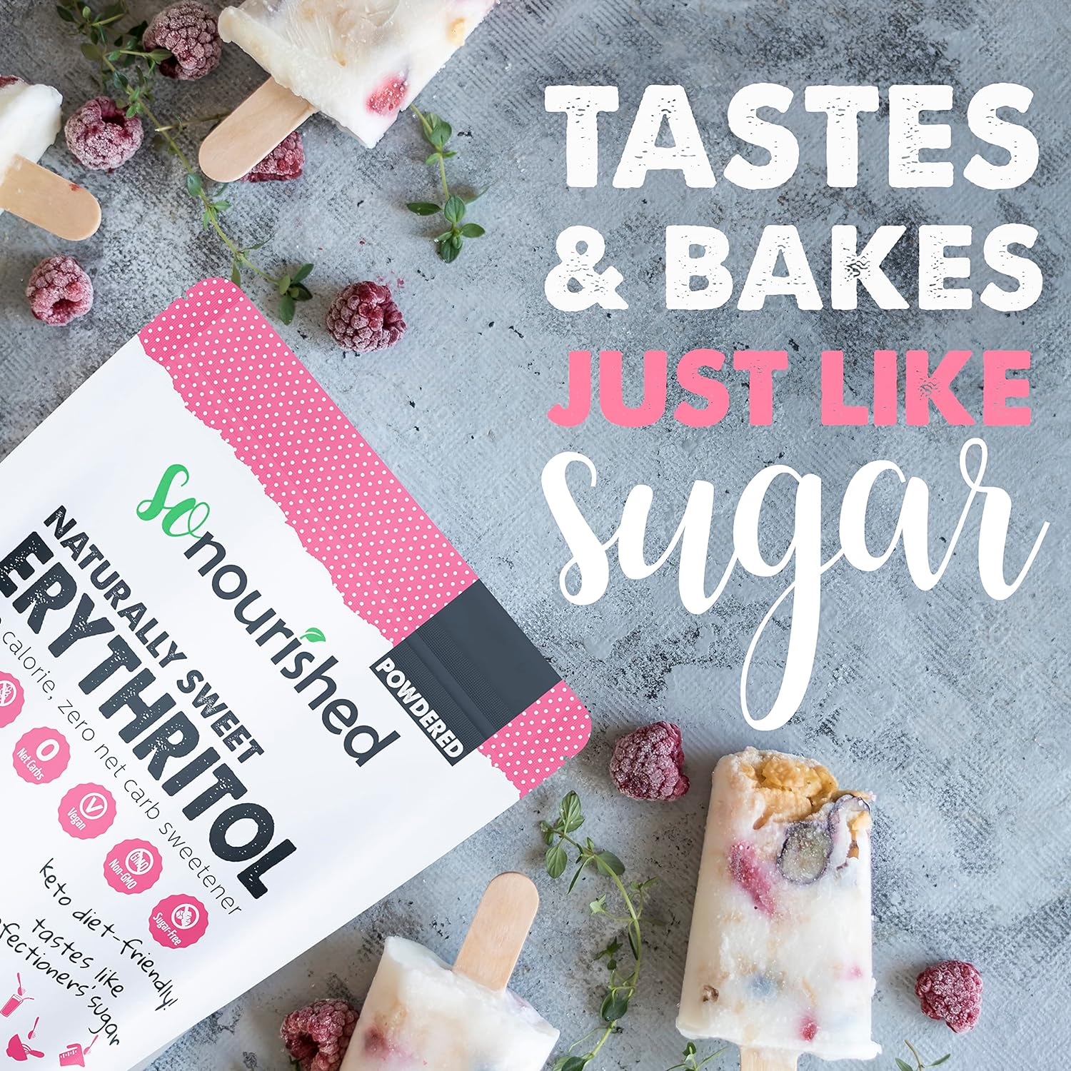 Powdered Erythritol Sweetener - 1:1 Sugar Substitute, Keto - 0 Calorie, 0 Net Carb, Non-GMO (1 lb/16 oz)