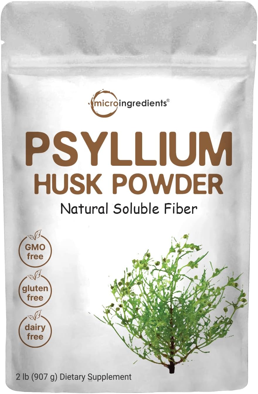 Psyllium Husk Powder, 2 Pound (32 Ounce), Soluble Fiber, Psyllium Husk Daily Fiber for Baking, Smoothie and Beverage, India Origin, Keto Diet, Unflavored, Gluten Free, No GMOs and Vegan Friendly