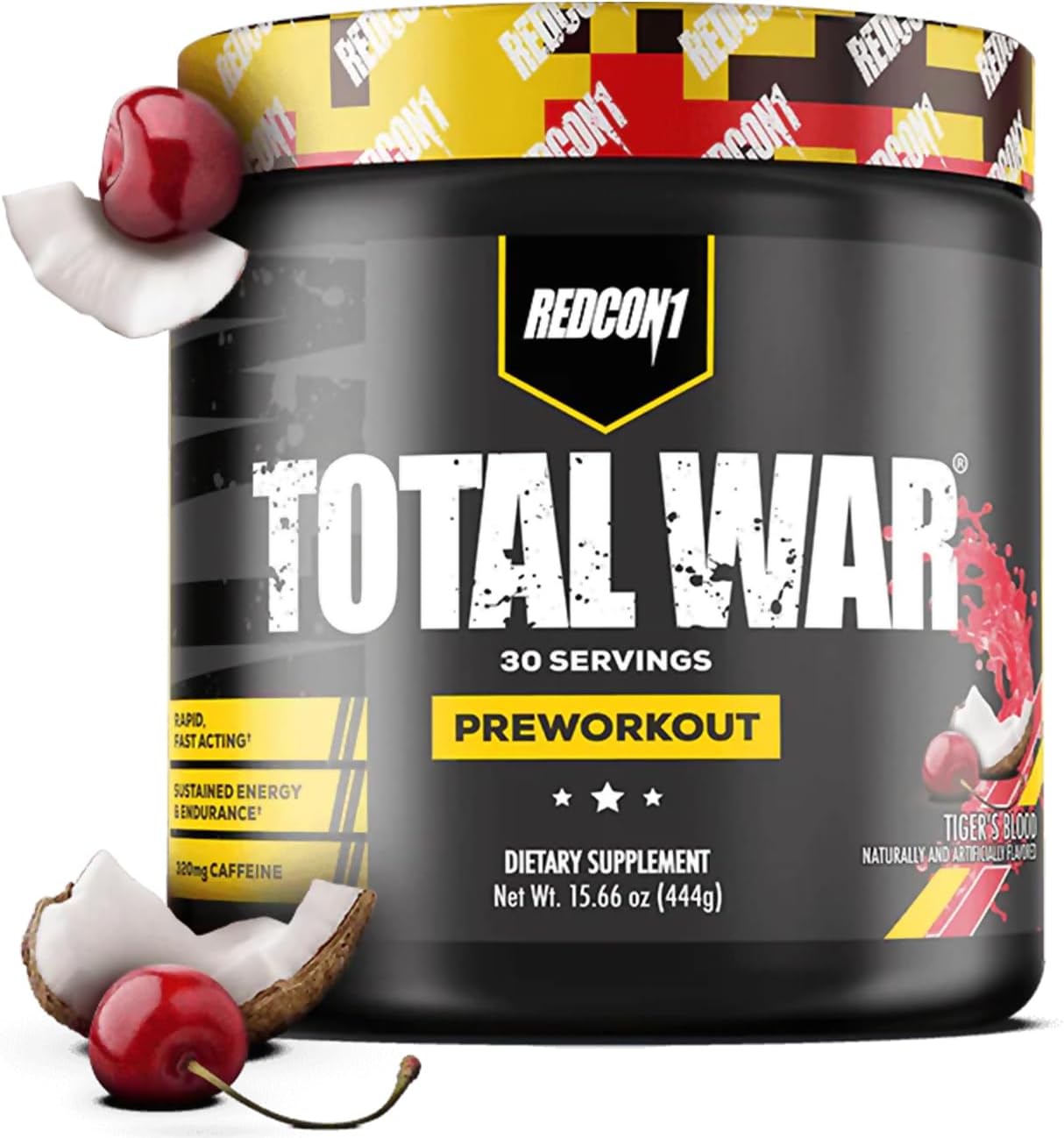 REDCON1 Total War Pre Workout - L Citrulline, Malic Acid, Green Tea Leaf Extract for Pump Boosting Pre Workout for Women  Men - 3.2g Beta Alanine to Reduce Exhaustion, Tigers Blood, 30 Servings