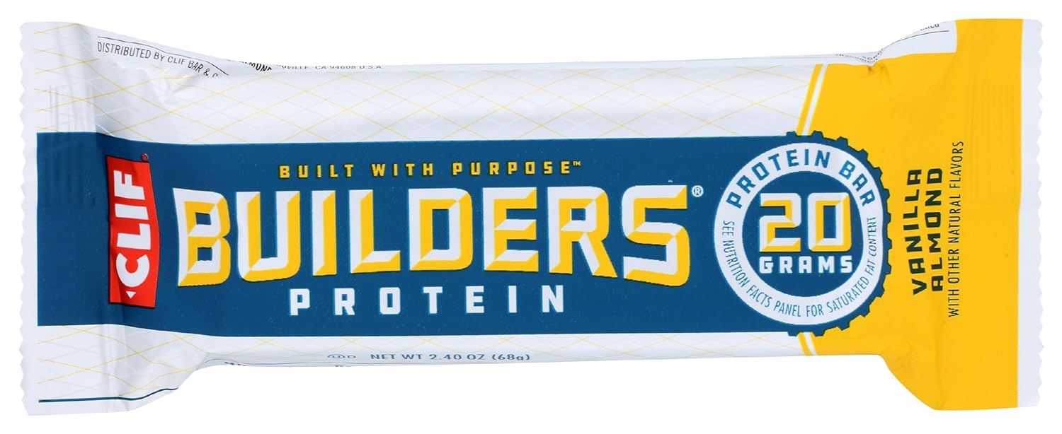 CLIF BUILDERS - Protein Bars - Vanilla Almond Flavor - 20g Protein (2.4 Ounce) (Now Gluten Free)