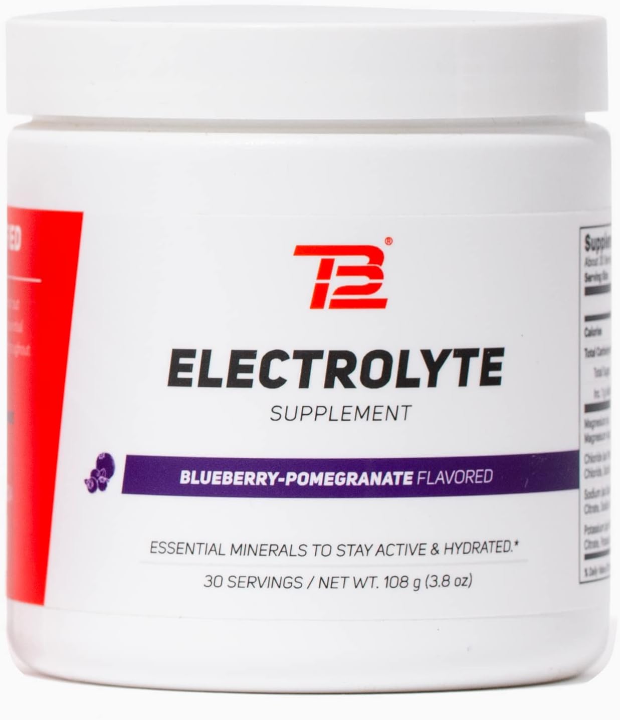 TB12 Electrolyte Supplement Powder for fast hydration by Tom Brady - Natural, easy to mix powder. Low Sugar, Low Calorie, Dairy Free, Vegan. Magnesium, Sodium, Potassium, Zinc. (Blueberry Pomegranate)