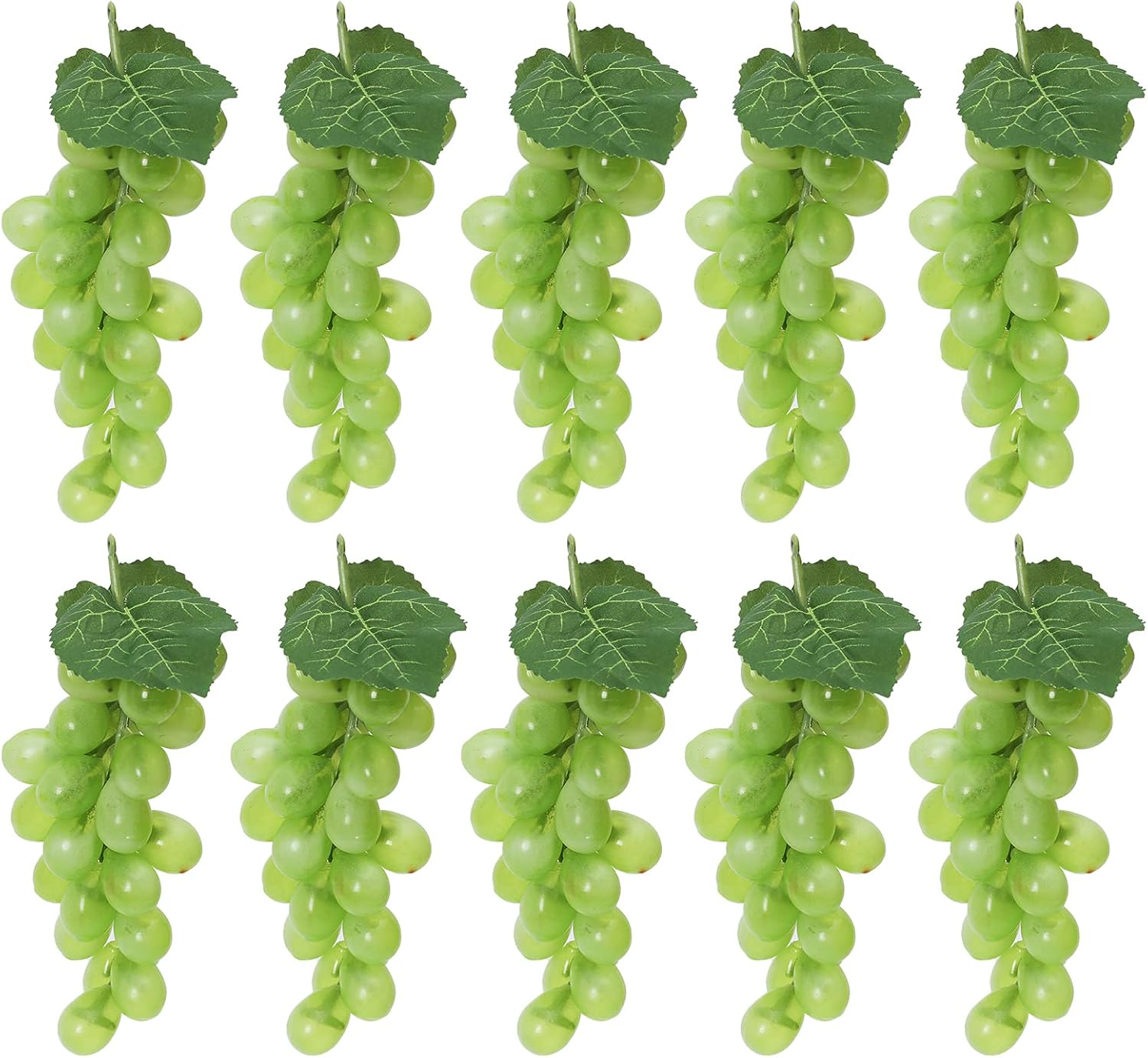 10 Bunches Fake Grapes Artificial Fruits for Decoration Lifelike Grape Kitchen Decor for Home Party Wedding - Green