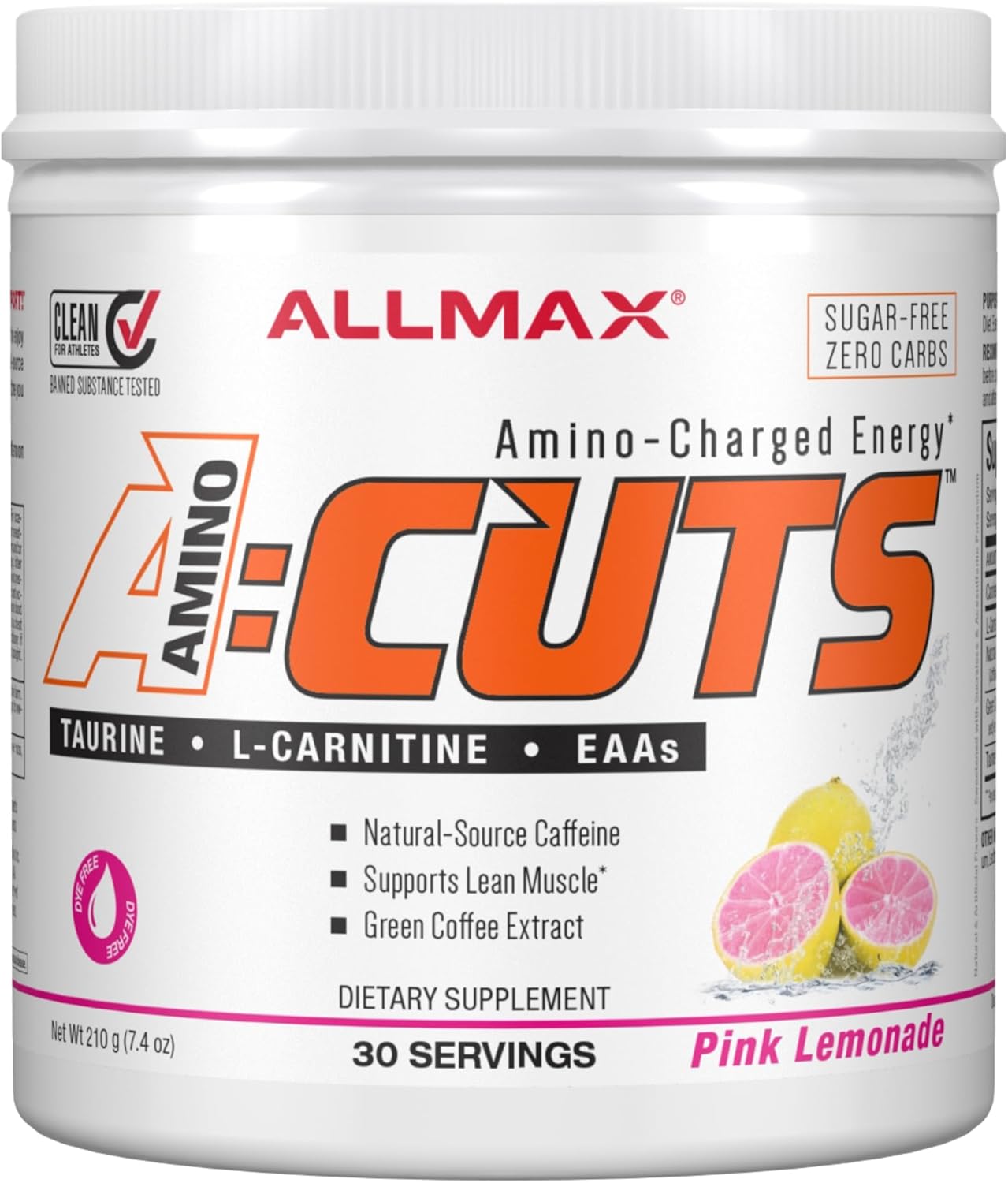 ALLMAX Nutrition AMINOCUTS (ACUTS), Amino-Charged Energy Drink with Taurine, L-Carnitine, Green Coffee Bean Extract, Grape Escape, 30 Servings