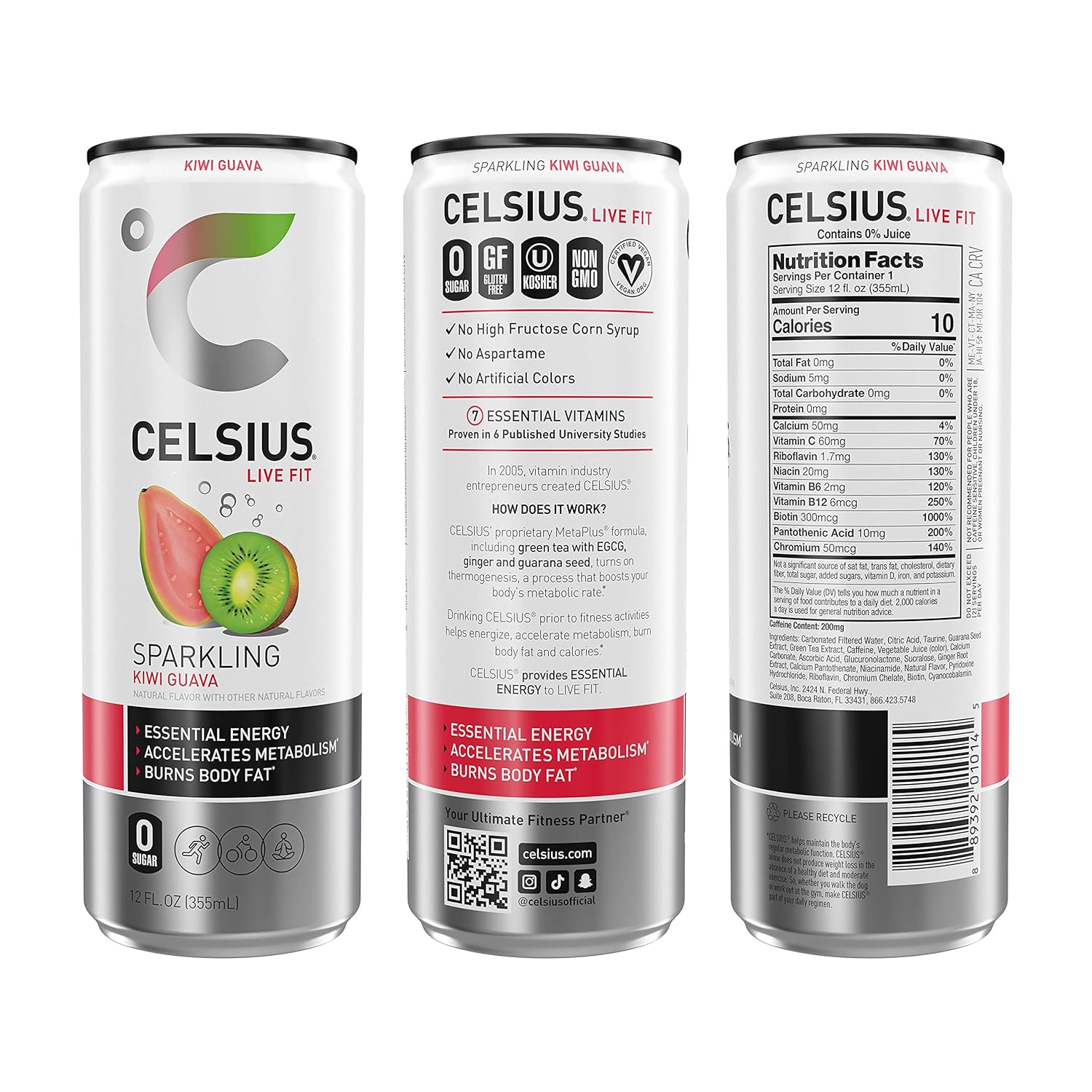 CELSIUS Sparkling Orange, Functional Essential Energy Drink 12 Fl Oz (Pack of 4)