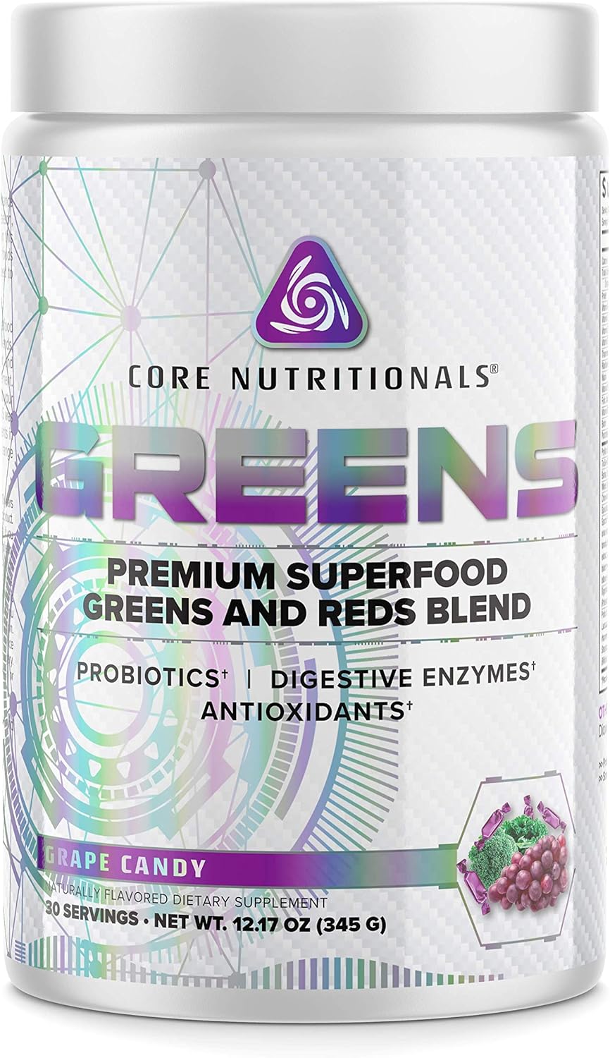 Core Nutritionals Greens Platinum Premium Superfood Greens and Reds Blend, Supports Digestion and Gut Health, 5 Billion CFU Probiotic,30 Servings (Grape Candy)