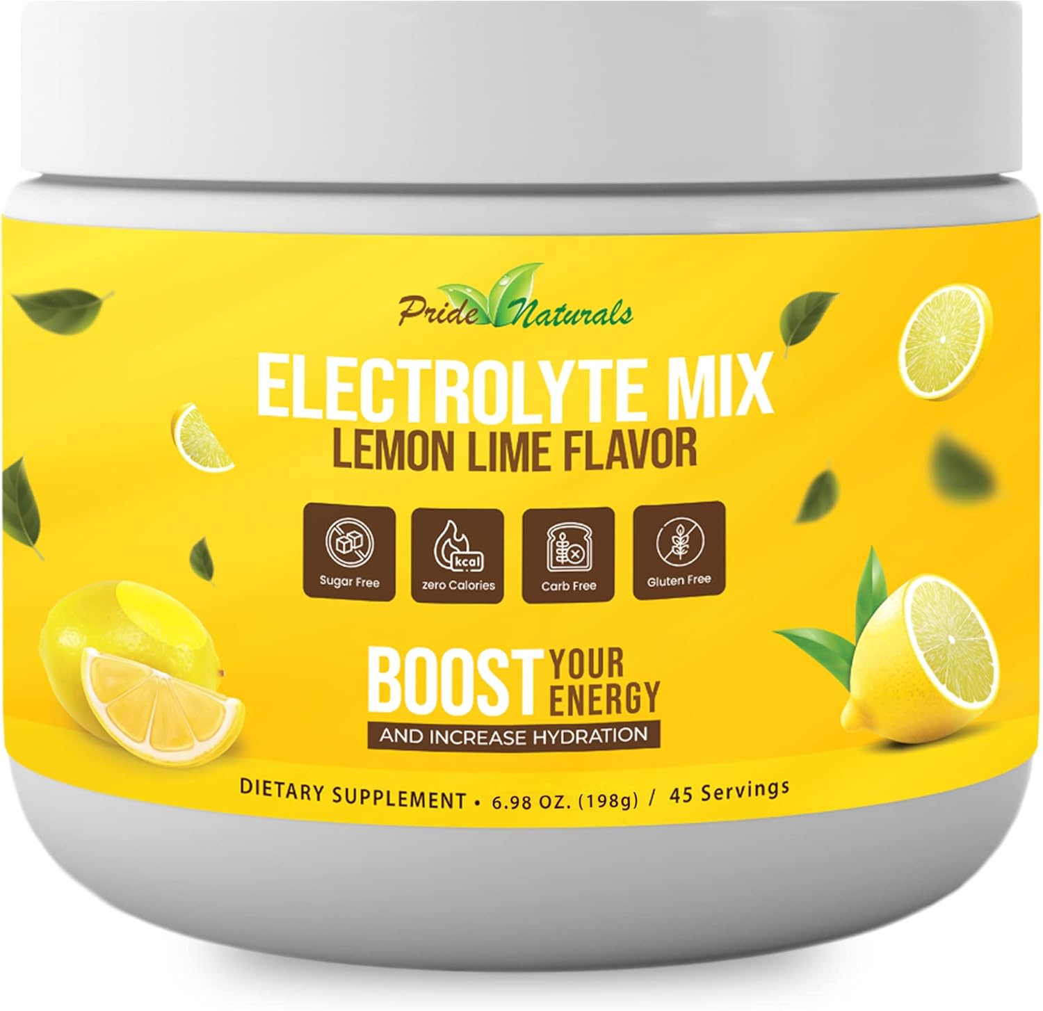 Electrolyte Powder - Refreshing Workout Recovery Electrolytes, Sugar Free, Gluten Free  Vegan, Pure Keto  Paleo Hydration Beverage, Immune Boosting Vitamins (198 Grams, Lemon Lime)