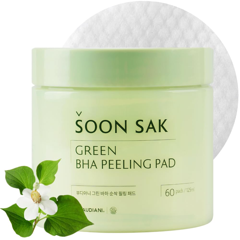 Green BHA soon sak peeling pad, 60pads, facial peel, Korean toner pads, exfoliating pads, pore tightening, soothing  hydrating, skincare pads, chemical peel pads, fruits extract