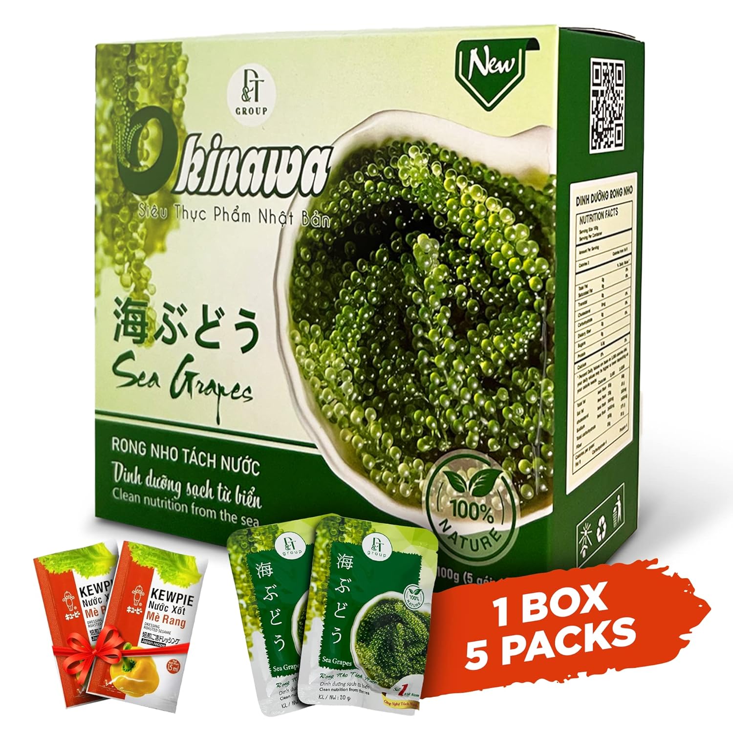 NAMISO OKINAWA Organic Sea Grapes,Organic Seaweed, Umibudo, Green Caviar, Dehyrated lato, Seagrapes , Superfood - Enhance Health, Boosting Immune Systems (8.5 Oz (pack of 12))