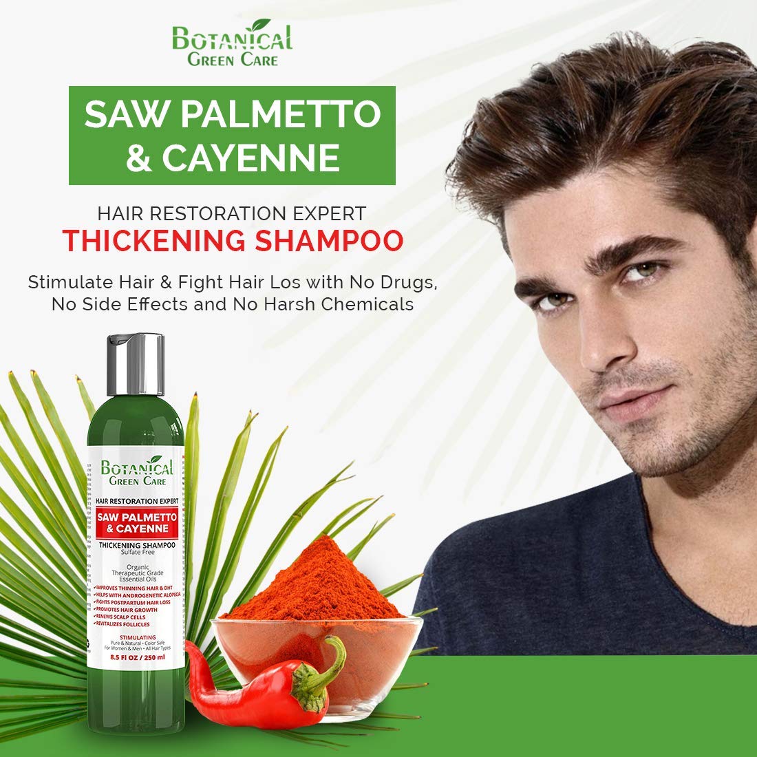 Saw Palmetto  Cayenne Shampoo, Thickening shampoo for thinning hair, Hair loss shampoo, sulfate free