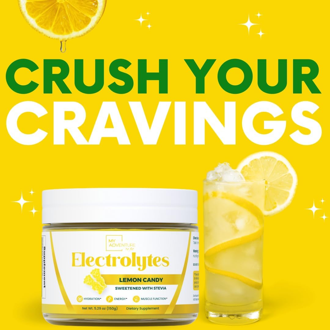 Zero Sugar - Lemon Candy Electrolytes Powder - Refreshing Hydration - Caffeine Free Energy with All Natural Ingredients - Vegan, Keto  Paleo - Sugar Free Electrolytes Powder Drink Mix - 37 Servings